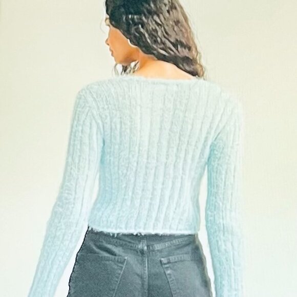 Tillys Full Circle Trends Made With Love Tie Front Cardigan Blue (XL) New w/Tag - Picture 3 of 11